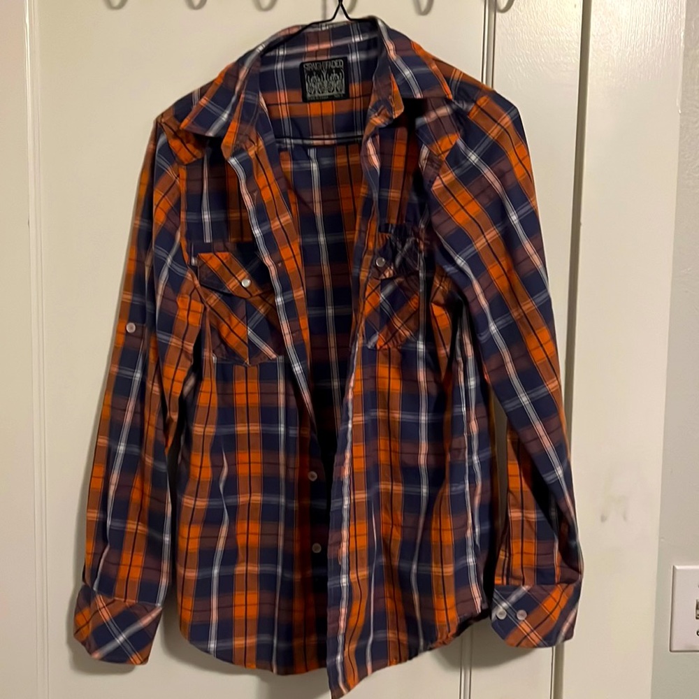 Flannel-like button up, long sleeve